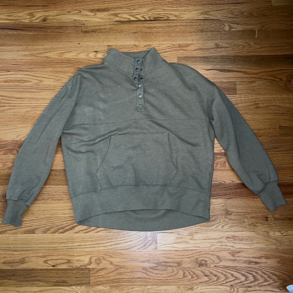 SO Army Green 1/4 Button Up Sweater